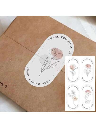SHEIN 100pcs/Pack Flower Shaped Thank You Stickers, Gift Box Seal Labels Packaging Decorations, For Valentine's Day, Valentine's Day Wedding, Birthday, Wedding Supplies, Wedding Decorations | SHEIN