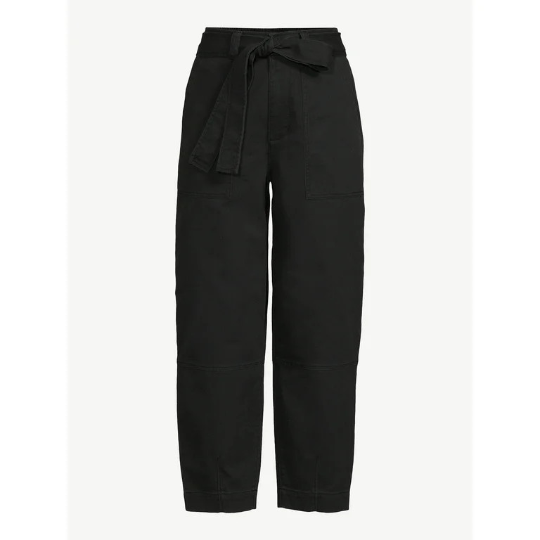 Free Assembly Women's High Rise Belted Barrel Pants, 26” Inseam for Regular, Sizes 0-18 | Walmart (US)