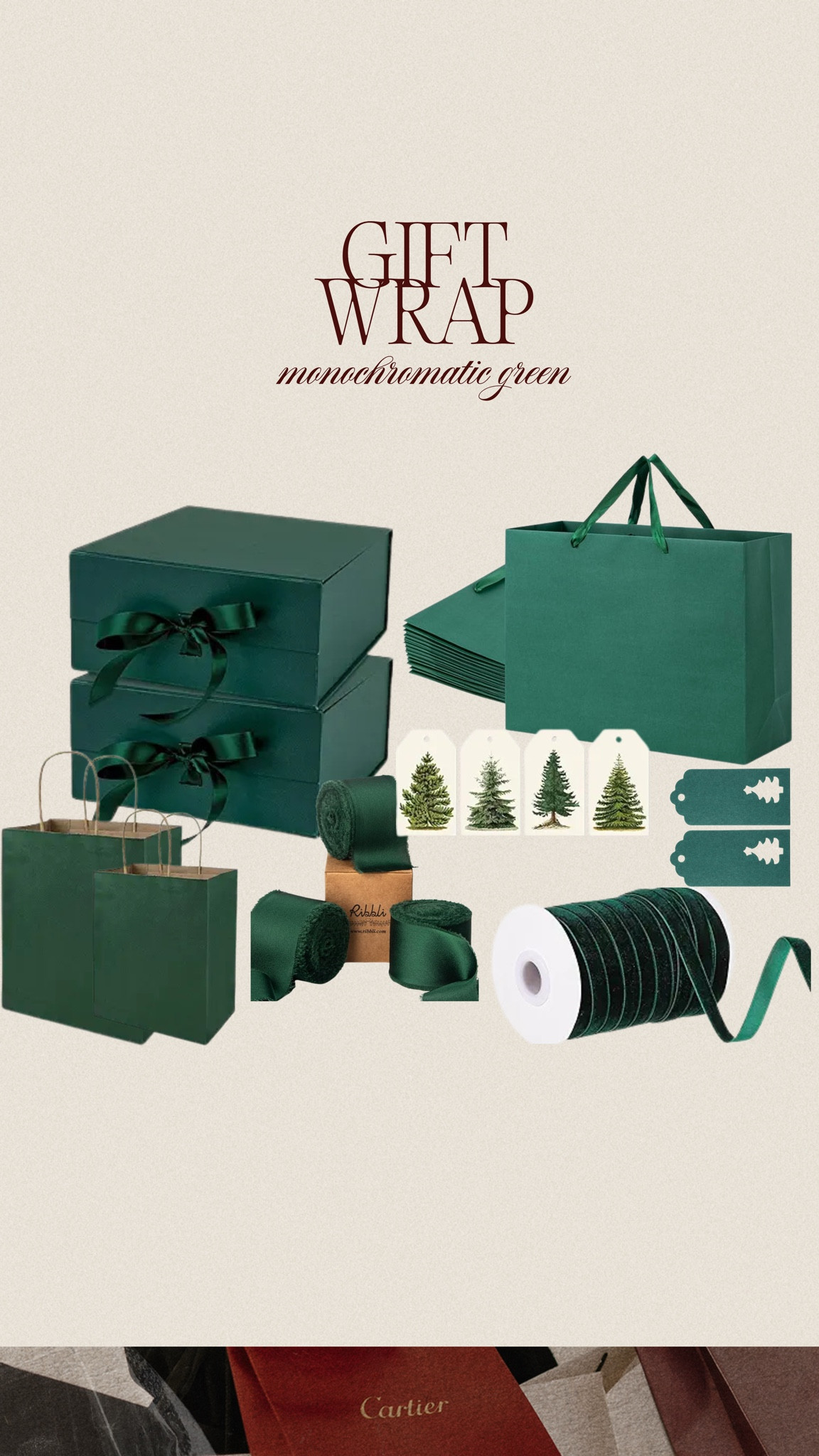 Gift wrap idea🌲 monochromatic green✨ #giftwrap #christmas #gifts 

#LTKGiftGuide #LTKHoliday #LTKSeasonal