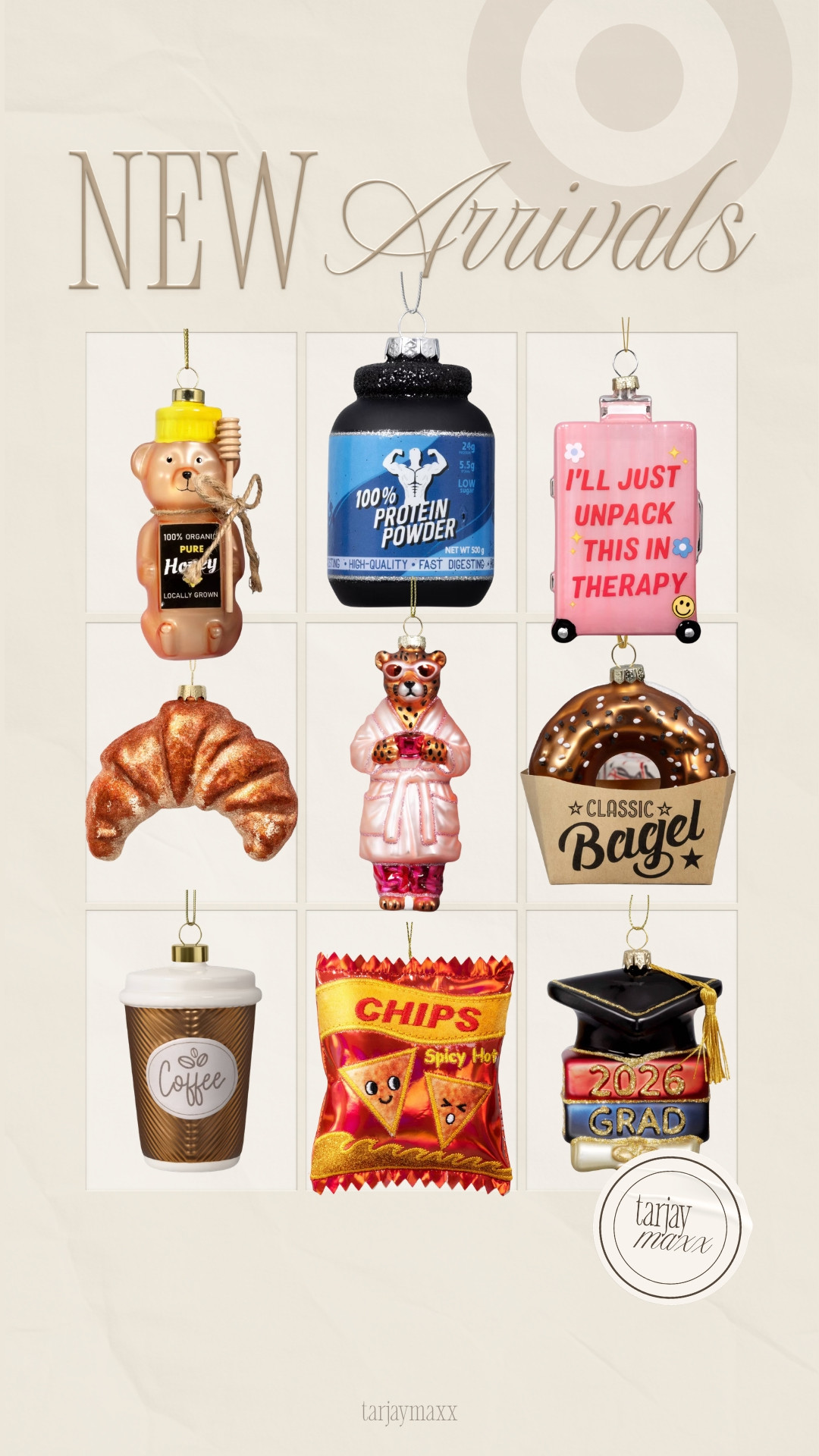 Target’s newest ornaments are SO fun this year! From the protein powder and coffee cup to the croissant, bagel, chips and “I’ll just unpack this in therapy” suitcase, there’s seriously one for every personality. These would be so cute for gifting, stocking stuffers or adding something fun to your own tree. fall outfits women over 50, fall wedding guest dresses, fall dresses, wedding guest dress summer, date night outfits, fall fashion hauls, halloween decorations, fall decor, fall shoes, country concert outfits 

 #LTKSeasonal #LTKHome