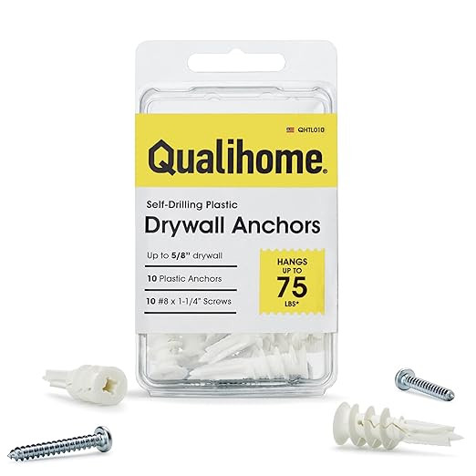 #8 Self Drilling Drywall Plastic Anchors with Screws - No Pre Drill Hole Preparation Required - 7... | Amazon (US)
