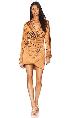 Line & Dot Bella Mini Dress in Camel from Revolve.com | Revolve Clothing (Global)