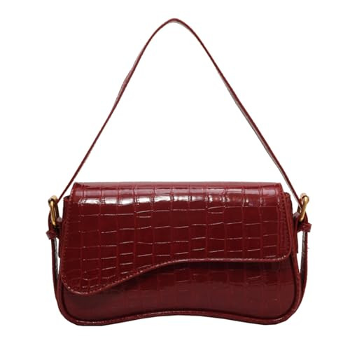 2025 Shoulder Bag for Women PU Leather Shoulder Purse Tote Bag Crossbody Purses for Women Trendy with 2 Removable Straps, Crocodile Red | Amazon (US)