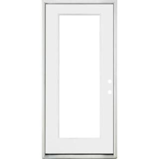 Steves & Sons 32 in. x 80 in. Legacy Full Lite Clear Glass Left Hand Inswing White Primed Fibergl... | The Home Depot