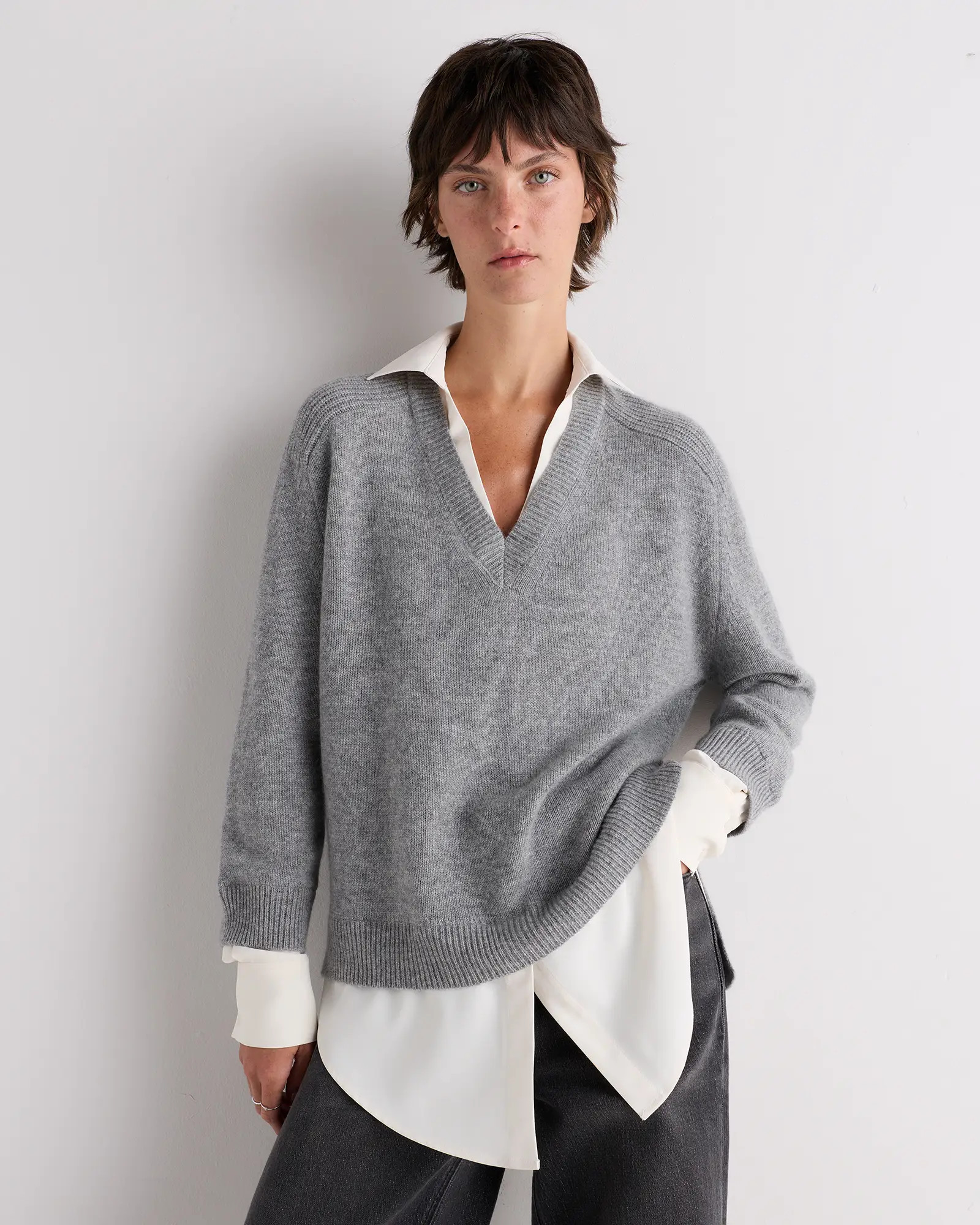 100% Mongolian Cashmere Layered V-Neck Sweater | Quince
