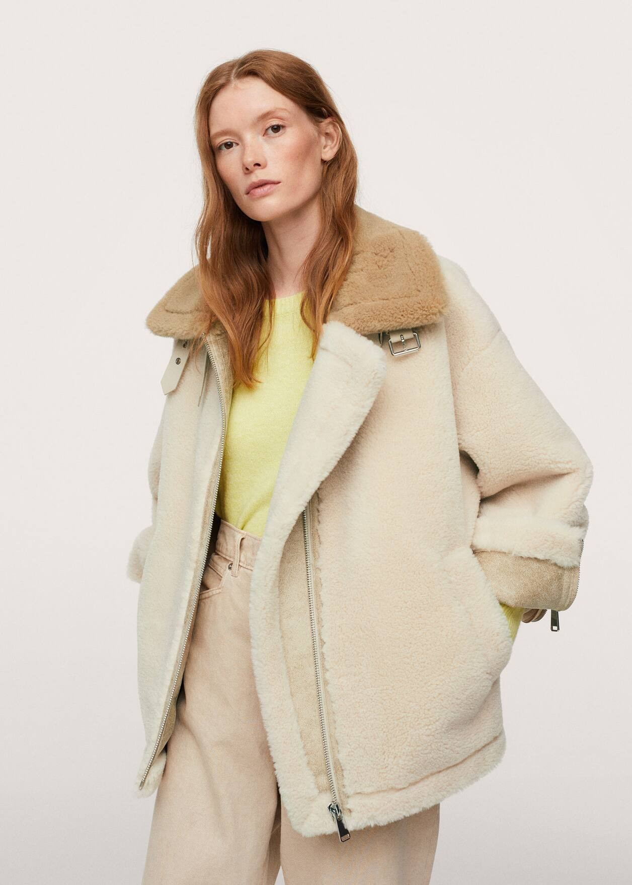 Oversized fur-effect jacket | MANGO (US)