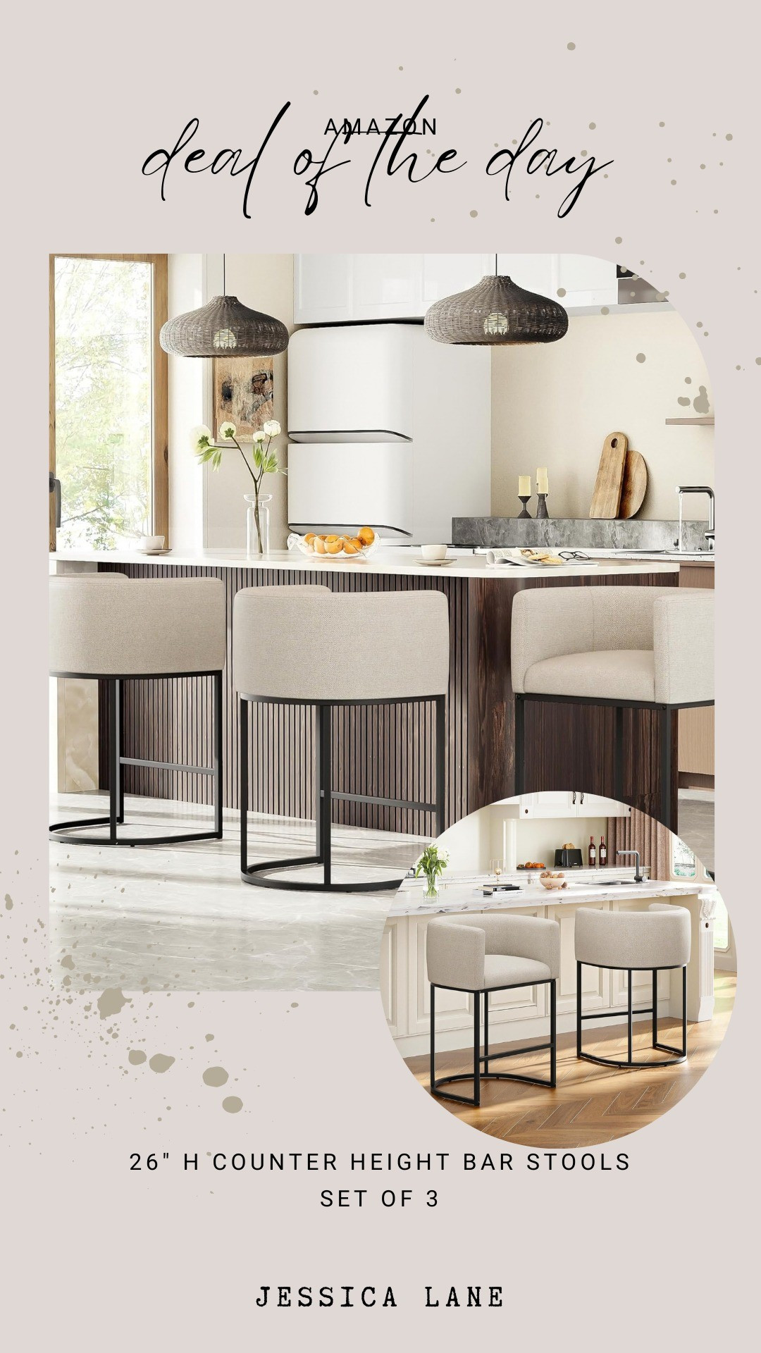 Upgrade your kitchen island with this set of three 26-inch barrel counter height stools. These chairs offer a stylish and comfortable seating solution for daily dining.#kitchenstools #homerefresh #furniture #interiordesign

#LTKSaleAlert #LTKHome #LTKSpringSale