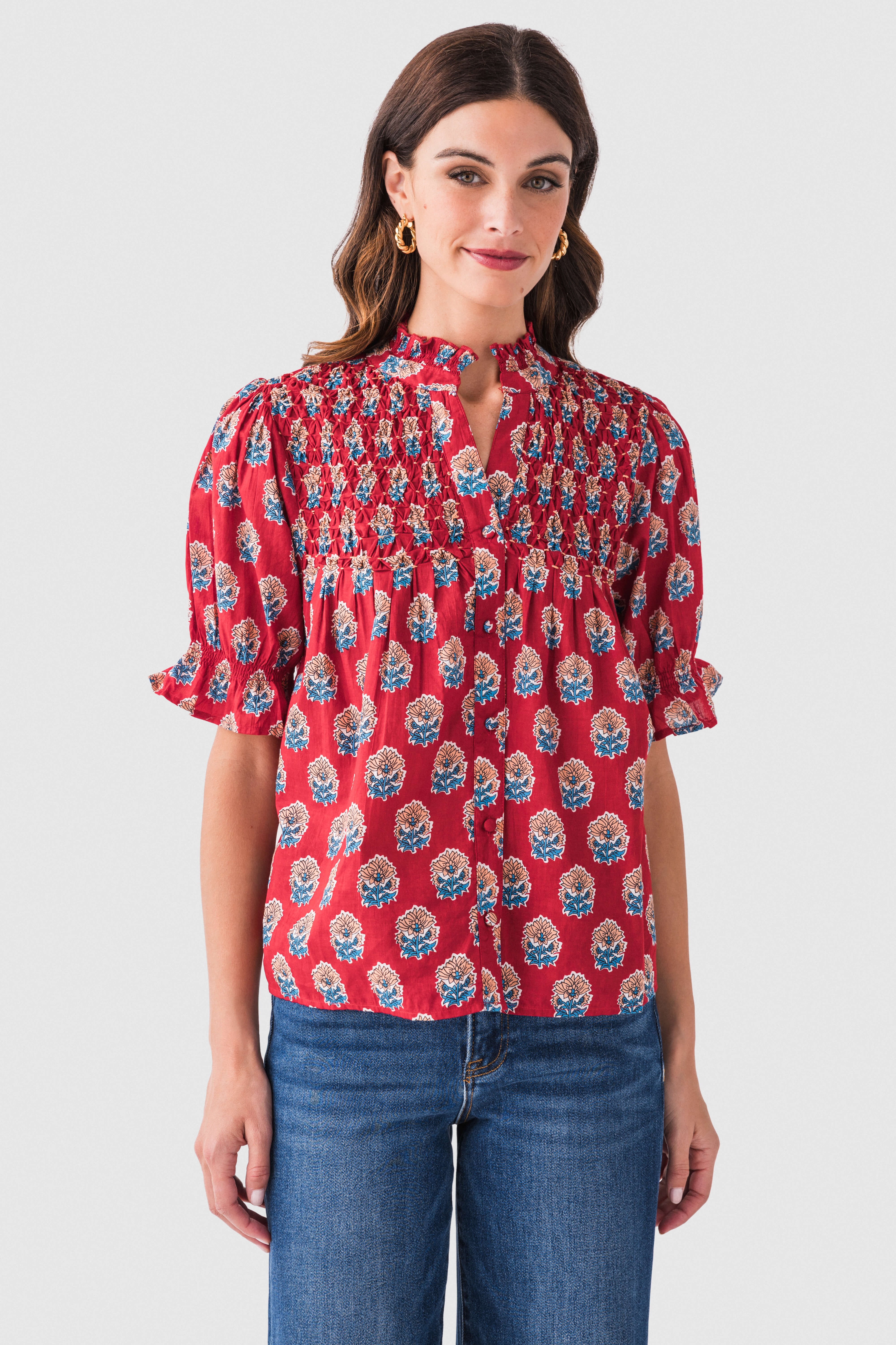 THML Block Print Button Up Top | Social Threads