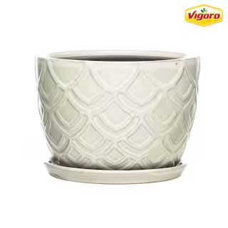 8.3 in. Cressida Medium White Ceramic Planter (8.3 in. D x 6 in. H) With Drainage Hole | The Home Depot