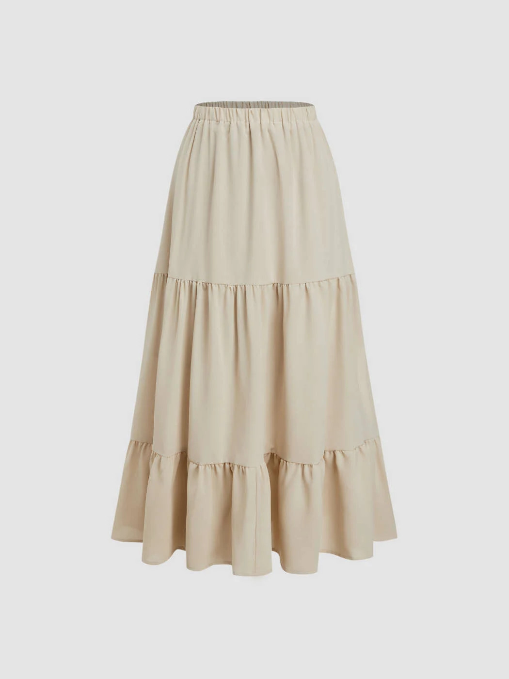 Cowboy Western Outfits Long Skirts Woven Solid Elastic Waist Ruffle Hem Tiered Maxi Skirt For Sch... | Cider