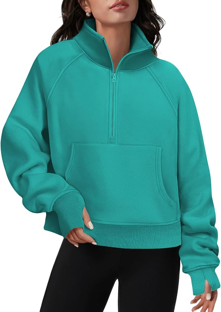 ATHMILE Womens Sweatshirts Half Zip Cropped Pullover Fleece Quarter Zipper Hoodies Fall outfits C... | Amazon (US)