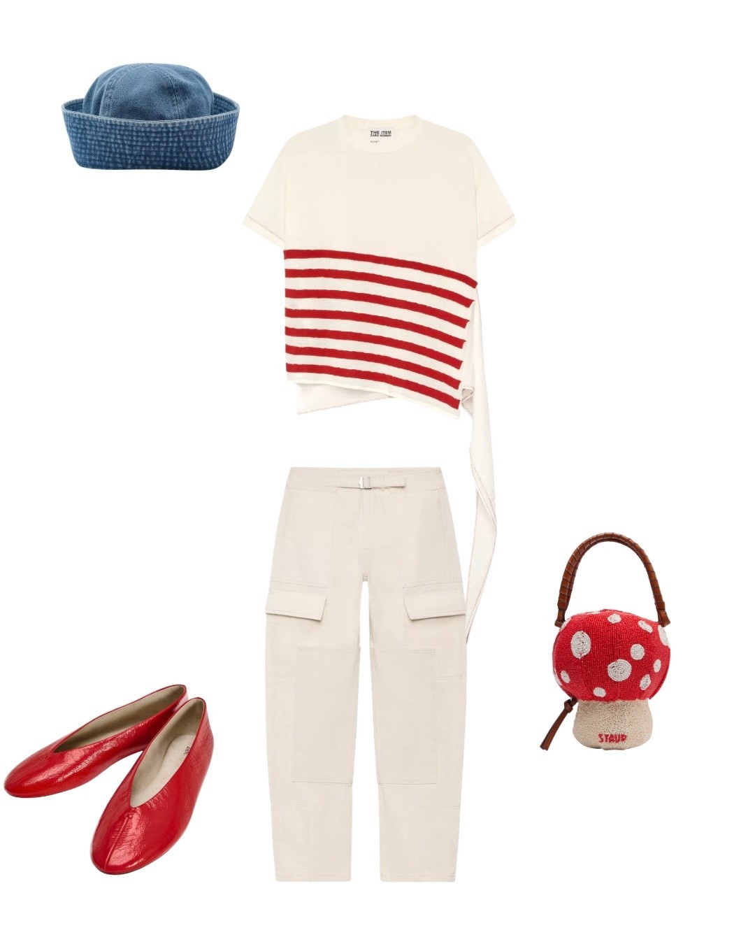 Casual but chic . Also can we talk about that cute shroom bag???? 