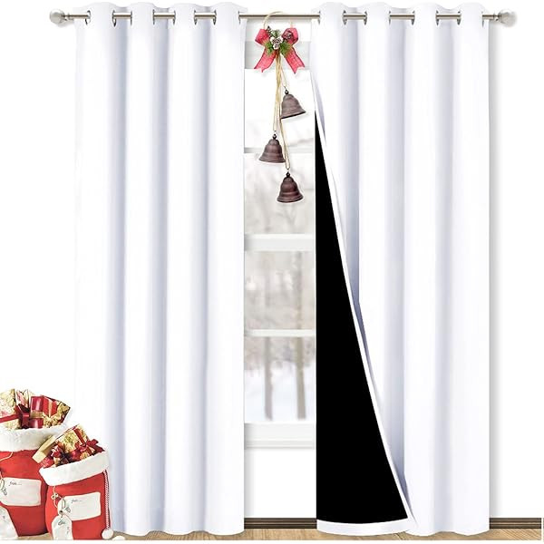 100% Blackout Window Curtains: Room Darkening Thermal Window Treatment with Light Blocking Black Lin | Amazon (US)