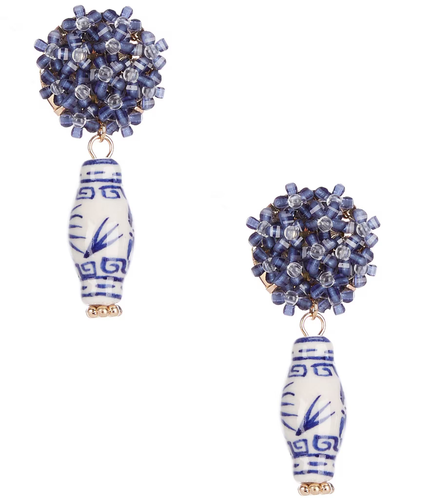Chinoiserie Beaded Flower Drop Earrings | Dillard's