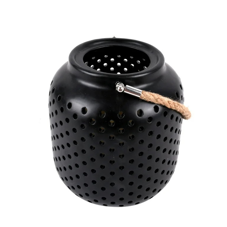 Better Homes and Gardens Battery-Operated Outdoor Black Ceramic LED Lantern - Walmart.com | Walmart (US)