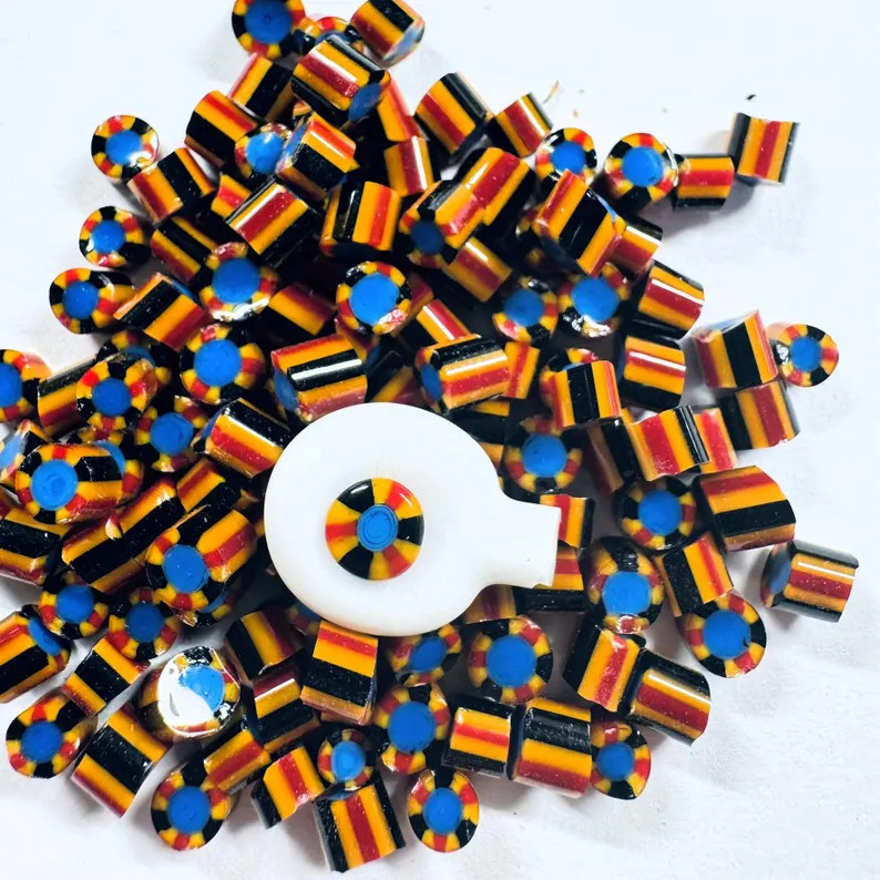 Viking Inspired Murrini - Royal Center Yellow Spoke Design - COE104 Murrini Murrine Millefiore - ... | Etsy (US)