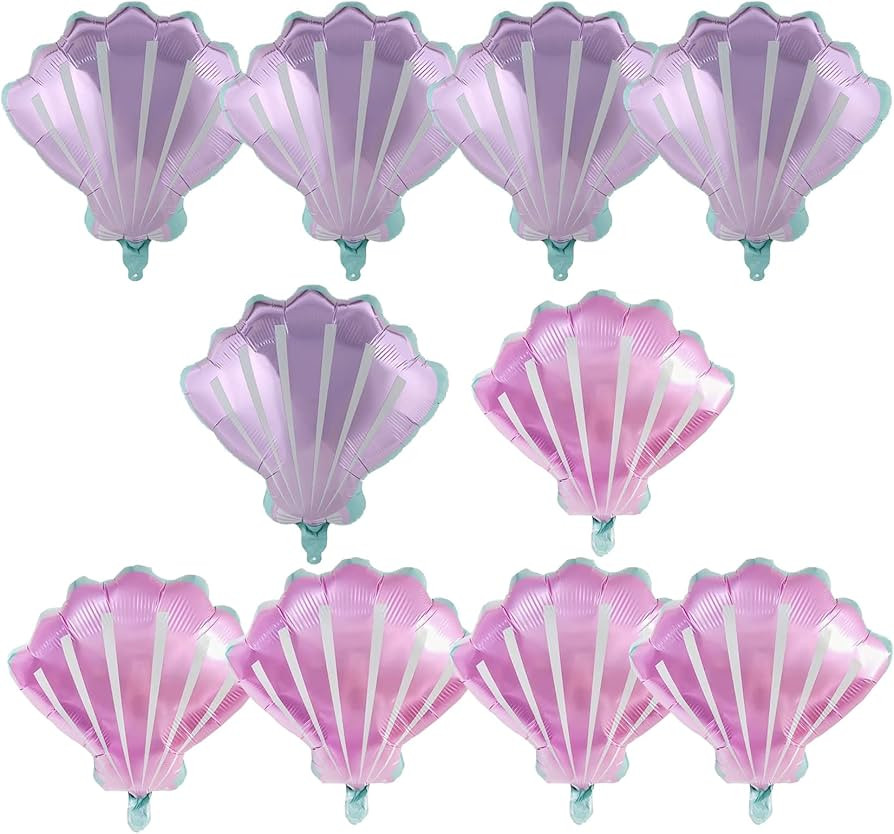 Sea Shells Balloons Purple and Pink Sea Shells Foil Mylar Balloon for Baby Shower Birthday Ocean ... | Amazon (US)