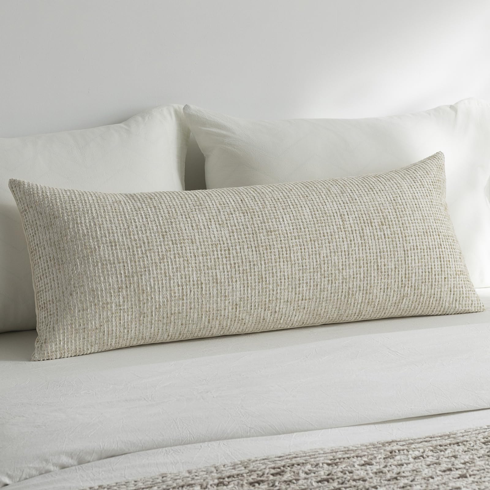 Pack of 1 Neutral Body Pillow Covers 20x54 Boho Textured Dots Stripe Chenille Rectangular Long De... | Amazon (US)