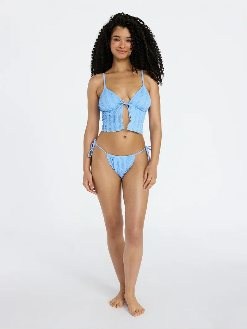 No Boundaries Femme Lace Side Tie Bikini Bottoms, Women’s XXS-XXL | Walmart (US)