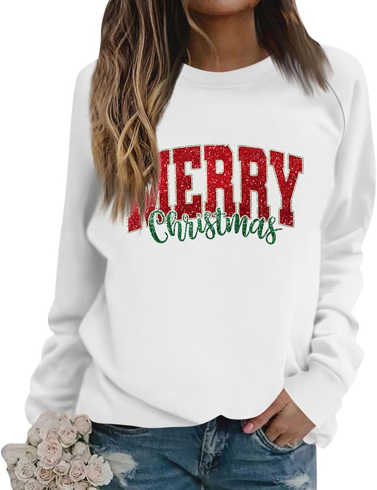 Christmas Sweatshirt Merry Christmas Shirt Amazon White Sweater Amazon Sweaters For Women Gift Guide | Amazon (US)