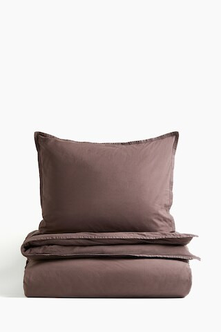 H & M - Einzelbettwäsche aus gewaschener Baumwolle - Braun - Zuhause | H&M (DE, AT, CH, NL, FI)