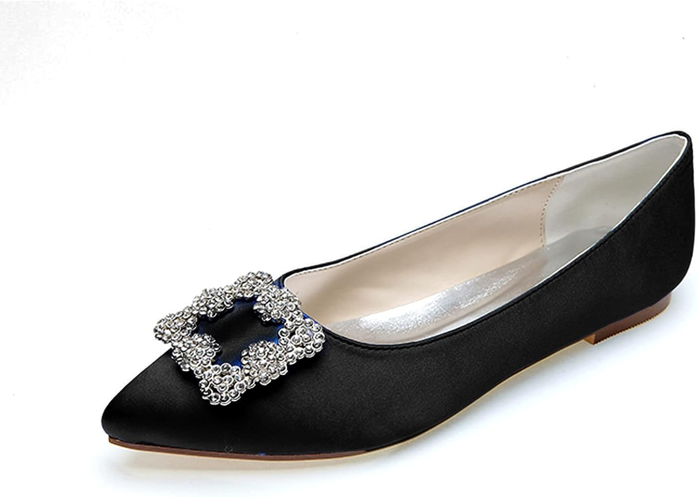 TNXZ Wedding Flats Shoes Women Wedding Shoes for Bride Flats Bridal Shoes Flats Satin Closed Toe ... | Amazon (US)