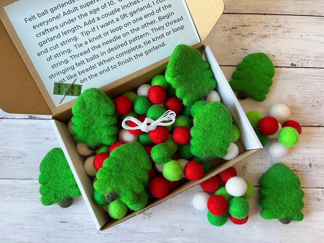 MAKE YOUR OWN Christmas Tree Garland Kids Felt Ball Craft Kit Gift Limited Edition Dec 2023 Limit... | Etsy (US)