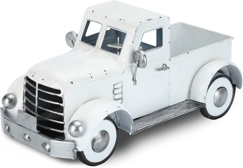 Farm White Vintage Truck Decor for Coffee Table, Farmhouse Metal Car Trucks Kitchen Decors, Indoo... | Amazon (US)