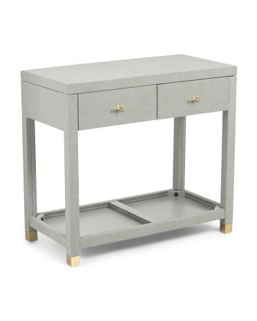 32x29 2 Drawer Linen Wrapped Side Table | TJ Maxx