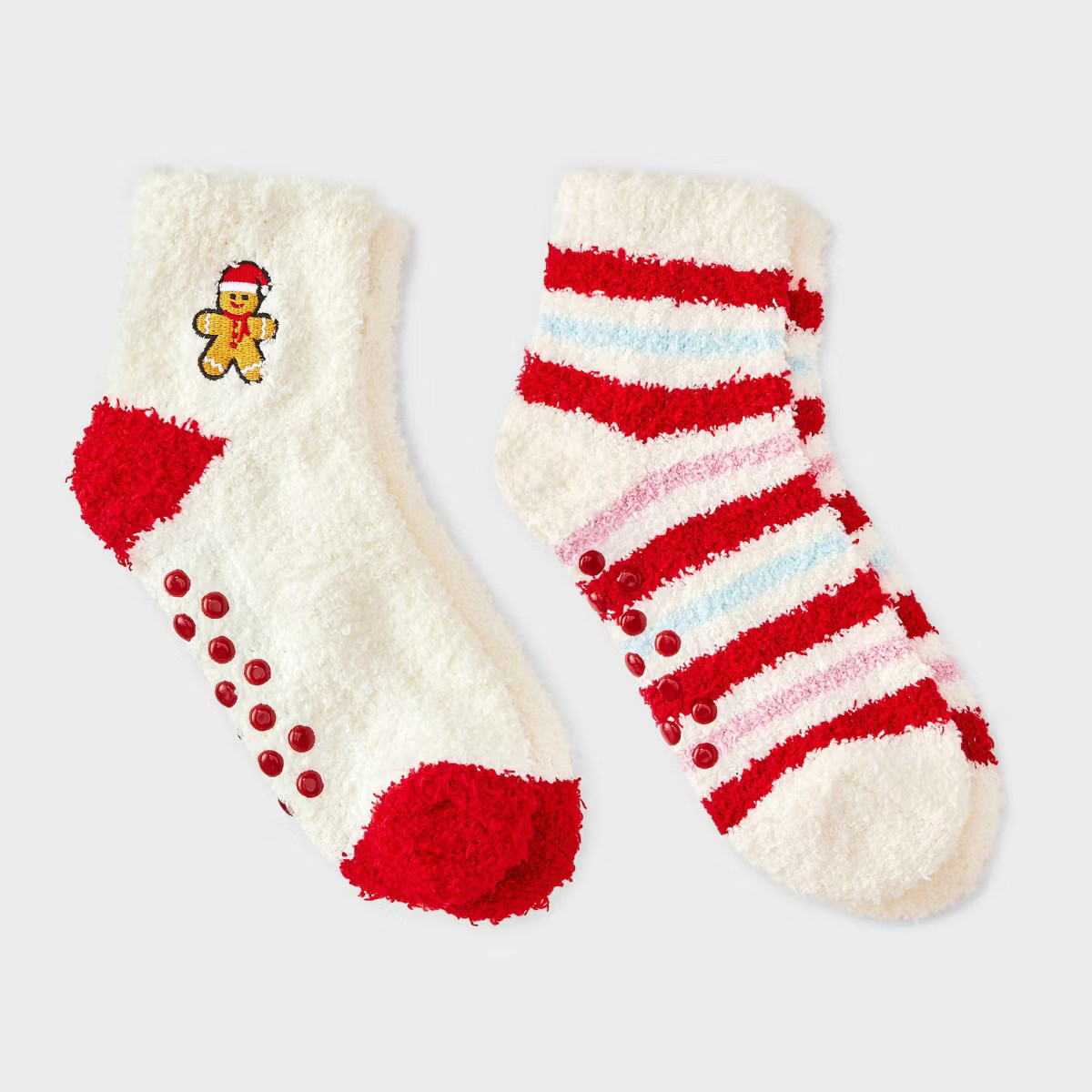 Kid's Embroidered 2pk Cozy Ankle Socks with Grippers | Target