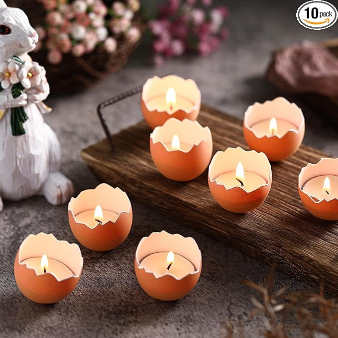 MTLEE 10 Pcs Easter Egg Candles Cute Spring Easter Egg Shaped Candles Smokeless Soy Eggshell with... | Amazon (US)
