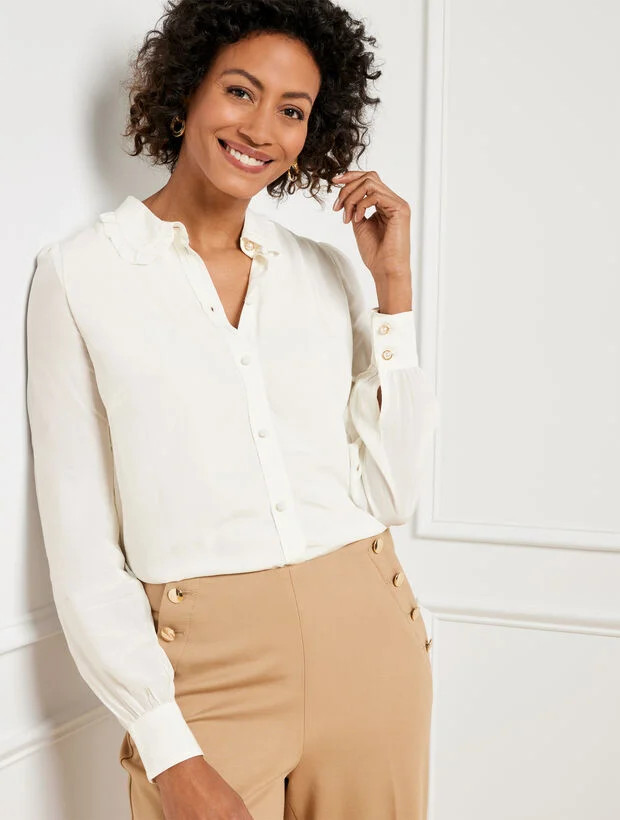 Ruffle Collar Soft Blouse | Talbots