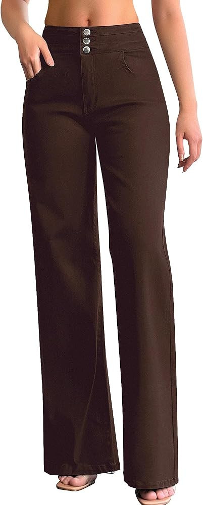 roswear Women's Wide Leg Jeans Casual High Waisted Stretch Baggy Loose Denim Pants | Amazon (US)