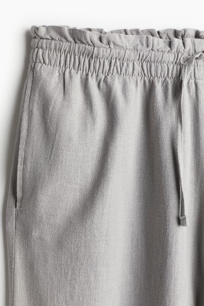 Linen-blend pull-on trousers - Light grey - Ladies | H&M GB | H&M (UK, MY, IN, SG, PH, TW, HK)