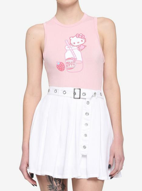 Hello Kitty Strawberry Milk Girls Crop Tank T | Hot Topic