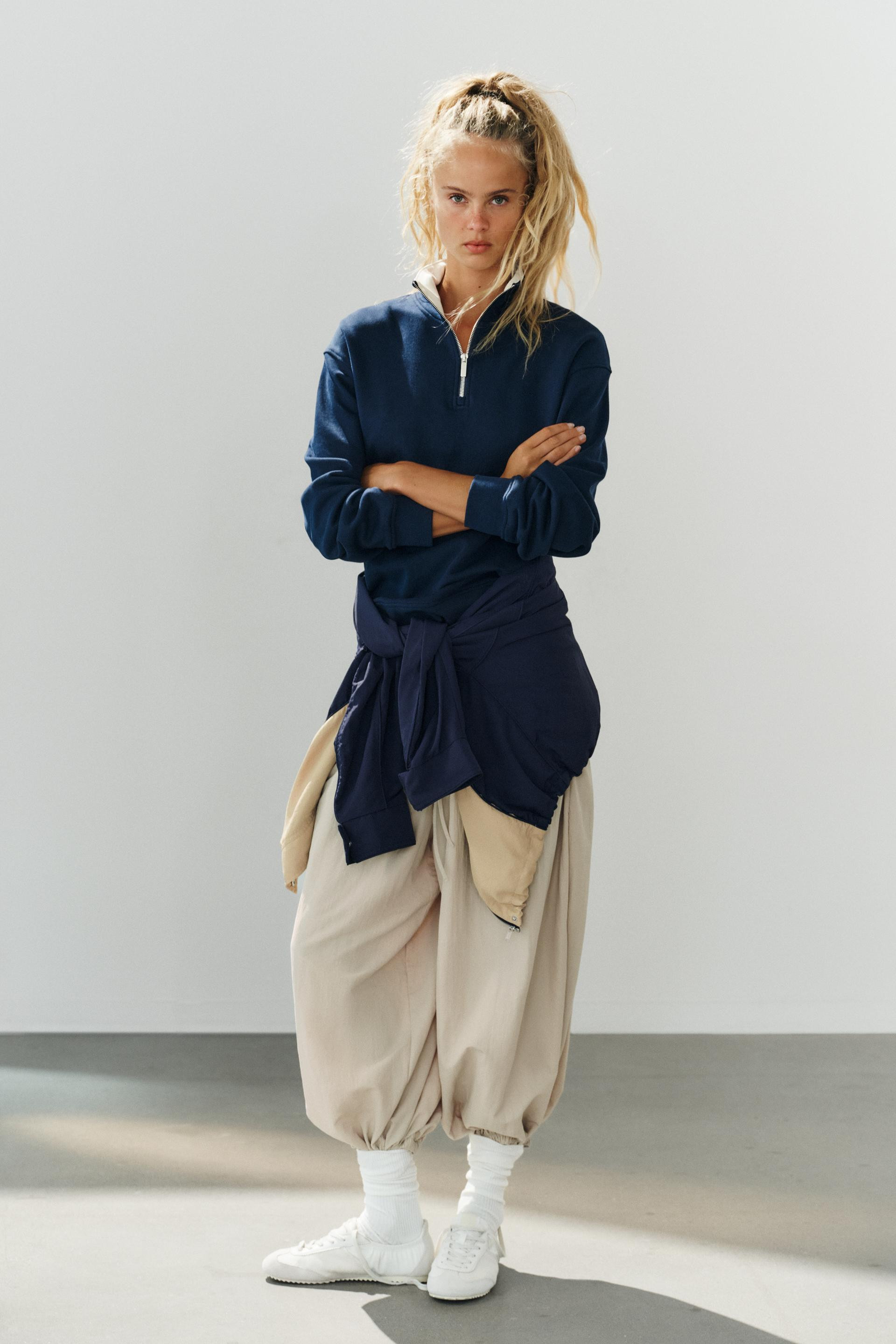 Zara - Nylon Sarouel Trousers - Dark Grey - Xl - Woman | Zara UK
