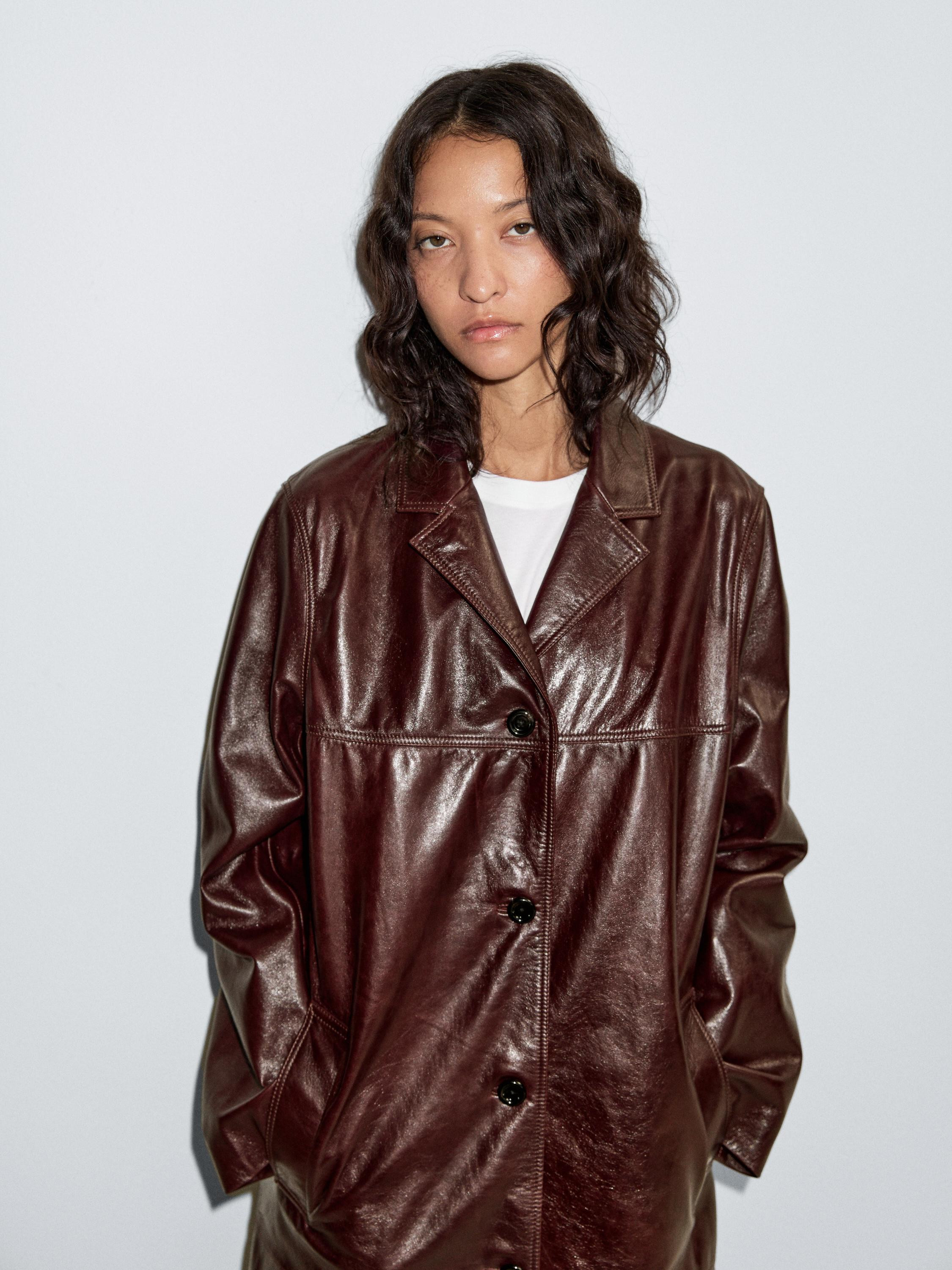 Long nappa leather coat | Massimo Dutti US