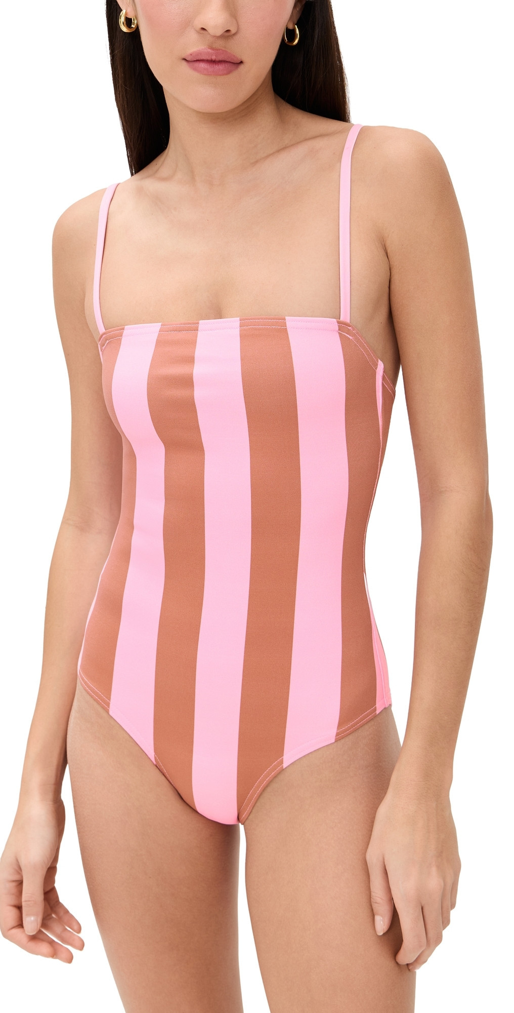 Hill House Home Giana Swimsuit Coral Cabana Stripe S | Shopbop