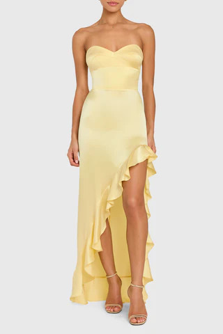 Amanda Uprichard Amalia Silk Gown in Cornsilk - Size S | Amanda Uprichard