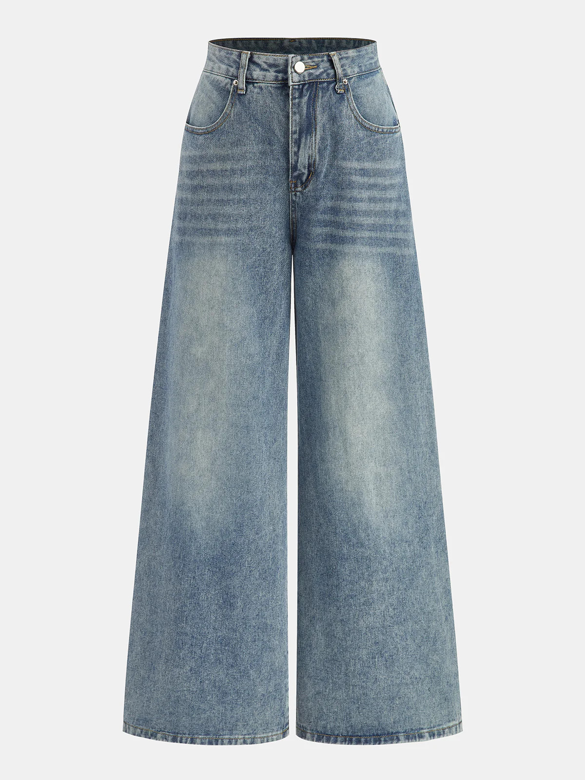 High-Waisted Wide-Leg Denim Jeans | Commense