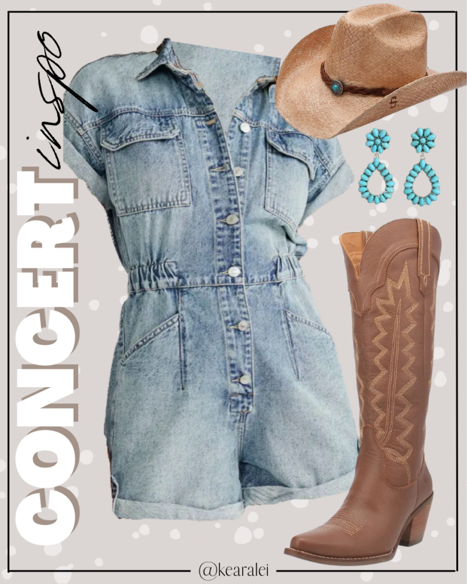 Country concert outfit festival outfits Nashville outfit denim romper jumpsuit shorts with brown leather cowboy boots cowgirl boot tall boots turquoise earrings and straw cowgirl hat cowboy hats summer outfit fair carnival Nordstrom Amazon 
.
Work dress outfits wedding guest dresses teacheroutfit workwear red maroon floral dress with beige ivory leather jacket and tall knee high beige boots taupe quilted purse || #Abercrombie #amazon #nordstrom #wedding #dresses #dress #winter
.
.
teacher outfits, business casual, casual outfits, neutrals, street style, Midi skirt, Maxi Dress, Swimsuit, Bikini, Travel, skinny Jeans, Puffer Jackets, Concert Outfits, Cocktail Dresses, Sweater dress, Sweaters, cardigans Fleece Pullovers, hoodies, button-downs, Oversized Sweatshirts, Jeans, High Waisted Leggings, dresses, joggers, fall Fashion, winter fashion, leather jacket, Sherpa jackets, Deals, shacket, Plaid Shirt Jackets, apple watch bands, lounge set, Date Night Outfits, Vacation outfits, Mom jeans, shorts, sunglasses, Disney outfits, Romper, jumpsuit, Airport outfits, biker shorts, Weekender bag, plus size fashion, Stanley cup tumbler, Work blazers, Work Wear, workwear

boots booties take over the knee, ankle boots, Chelsea boots, combat boots, pointed toe, chunky sole, heel, sneakers, slip on shoes, Nike, adidas, vans, dr. marten’s, ugg slippers, golden goose, sandals, high heels, loafers, Birkenstock Birkenstocks, 

Wedding Guest Dresses, Bachelorette Party, White Dresses, bridesmaid dresses, cocktail dress, Bridal shower dress, bride, wedding guest outfit

Target, Abercrombie and fitch, Amazon, Shein, Nordstrom, H&M, forever 21, forever21, Walmart, asos, Nordstrom rack, Nike, adidas, Vans, Quay, Tarte, Sephora 


#LTKSeasonal #LTKFestival #LTKStyleTip