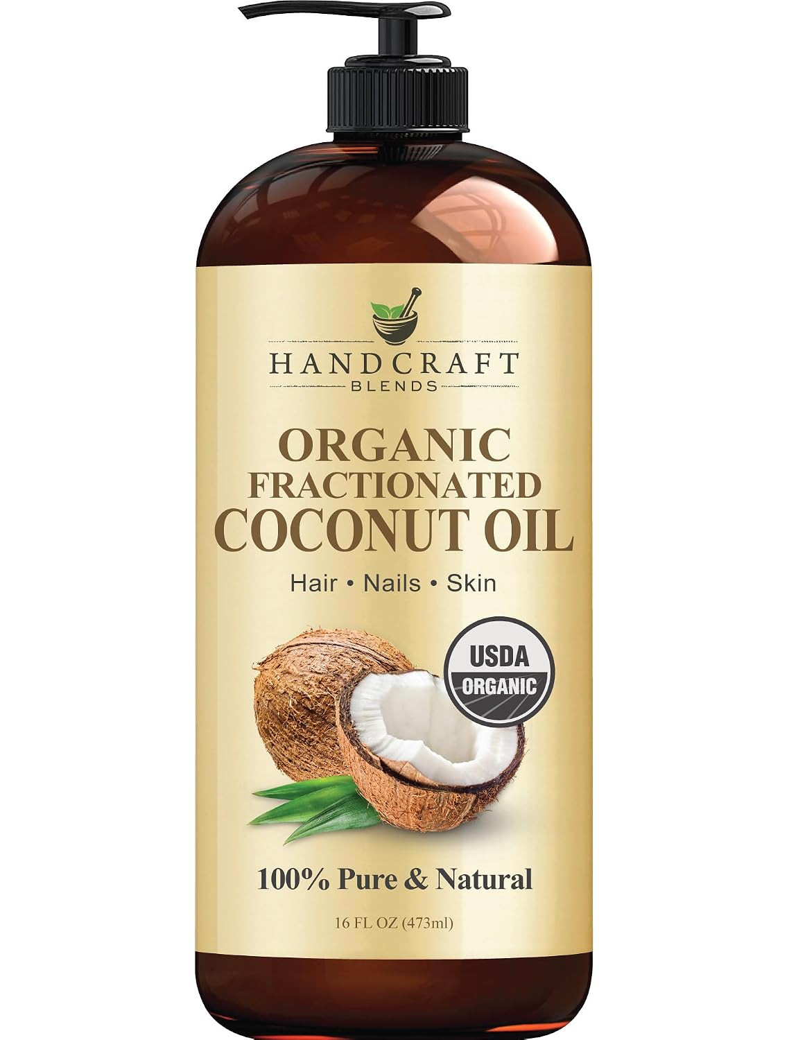 Handcraft Blends Organic Fractionated Coconut Oil - 16 Fl Oz - 100% Pure and Natural - Premium Gr... | Amazon (US)