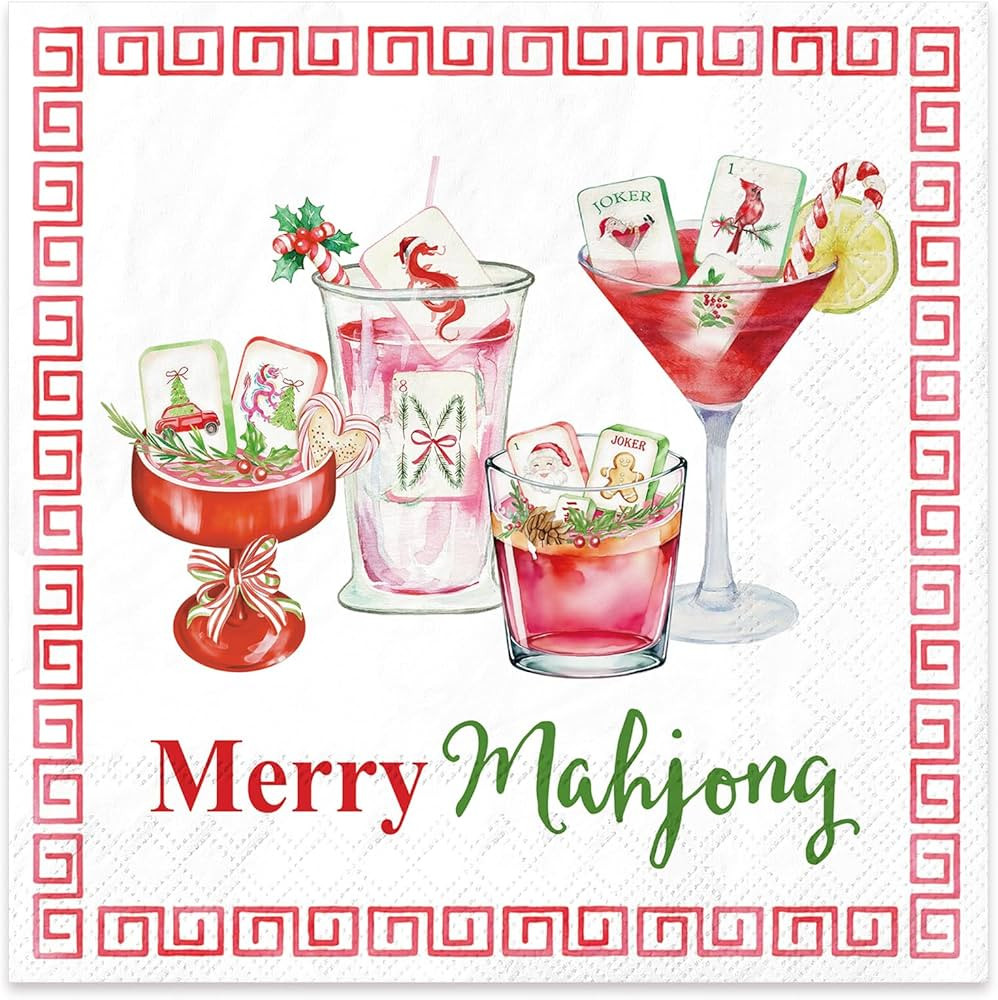 50Pcs Christmas Mahjong Party Cocktail Napkins Disposable Paper Napkin Merry Mahjong Martini Beve... | Amazon (US)