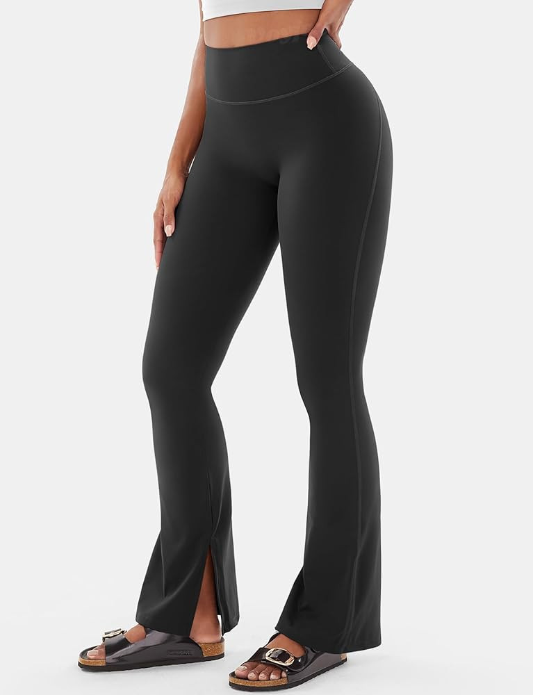 VOYJOY Womens Split Hem Legging Workout High Waist Mini Flared Leggings Casual Workout Gym Yoga P... | Amazon (US)
