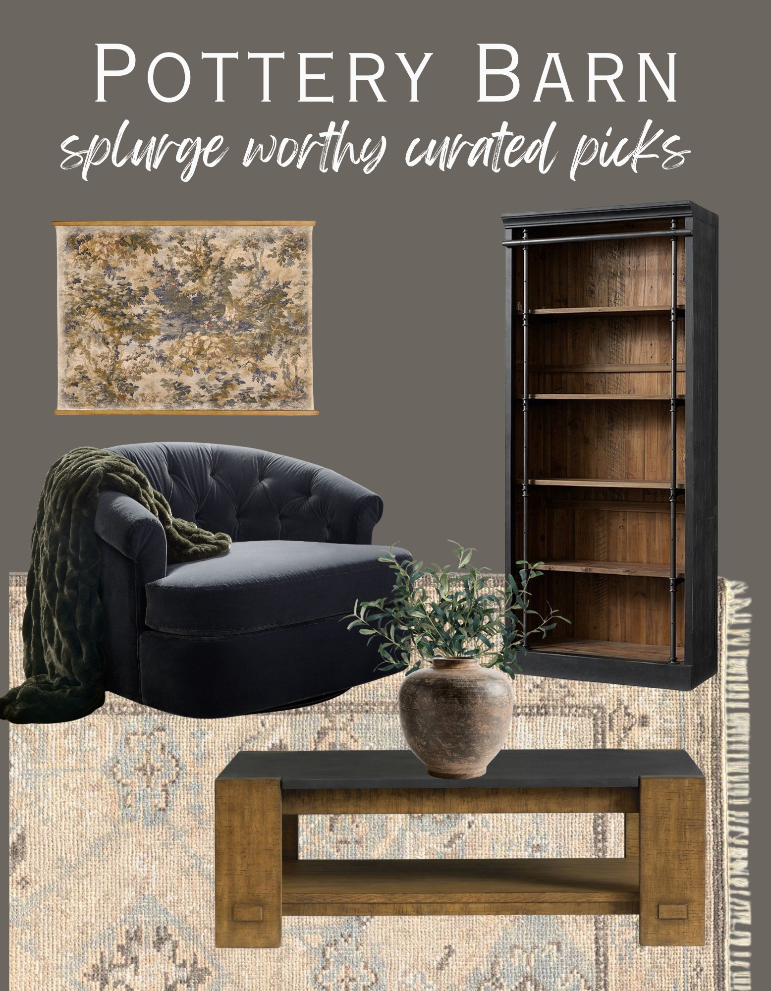 Splurge worthy Pottery Barn finds! Shop by clicking the thumbnails below 👇... pottery Barn, Splurge or save, Pottery Barn living room, Pottery Barn furniture, furniture Pottery Barn rug, pottery barn coffee table, wall art, bookcase, modern farmhouse living room, bookshelf, swivel chair, accent chair, vintage rug, pottery Barn decor, pottery barn vase, curate and style, classic curated finds 

#LTKHome #LTKStyleTip #LTKSeasonal