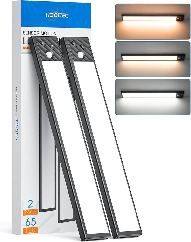 HIBOITEC 65 LED Motion Sensor Lights Indoor 3 Color Temps, 2 Packs Dimmable Under Cabinet Lightin... | Amazon (US)