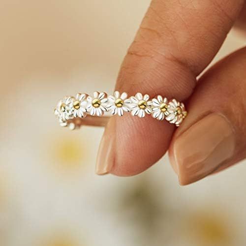 I Think About You Every Daisy Ring Tiny Dainty Simple Flower Ring 925 Sterling Silver Rings Stack... | Amazon (US)