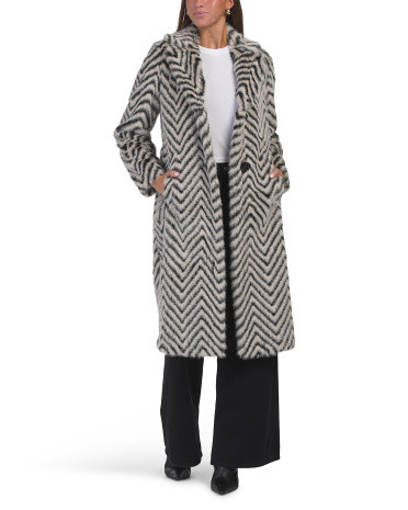Chevron Lux Faux Fur Coat | TJ Maxx