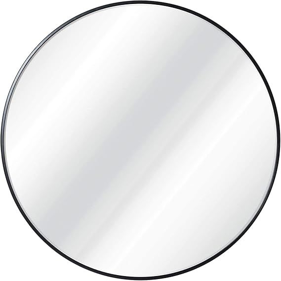 zenmag Round Mirror for Wall,30-inch Metal Framed Circle Mirror,Large Bathroom Mirror, Black Wall... | Amazon (US)