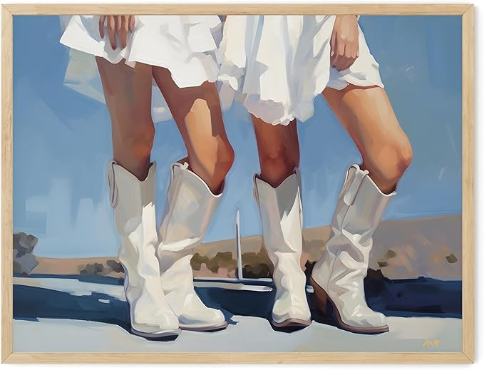 TwoDays Coastal Cowgirl Room Decor Aesthetic, Girly Western Cowgirl Boots Wall Art Prints for Tee... | Amazon (US)